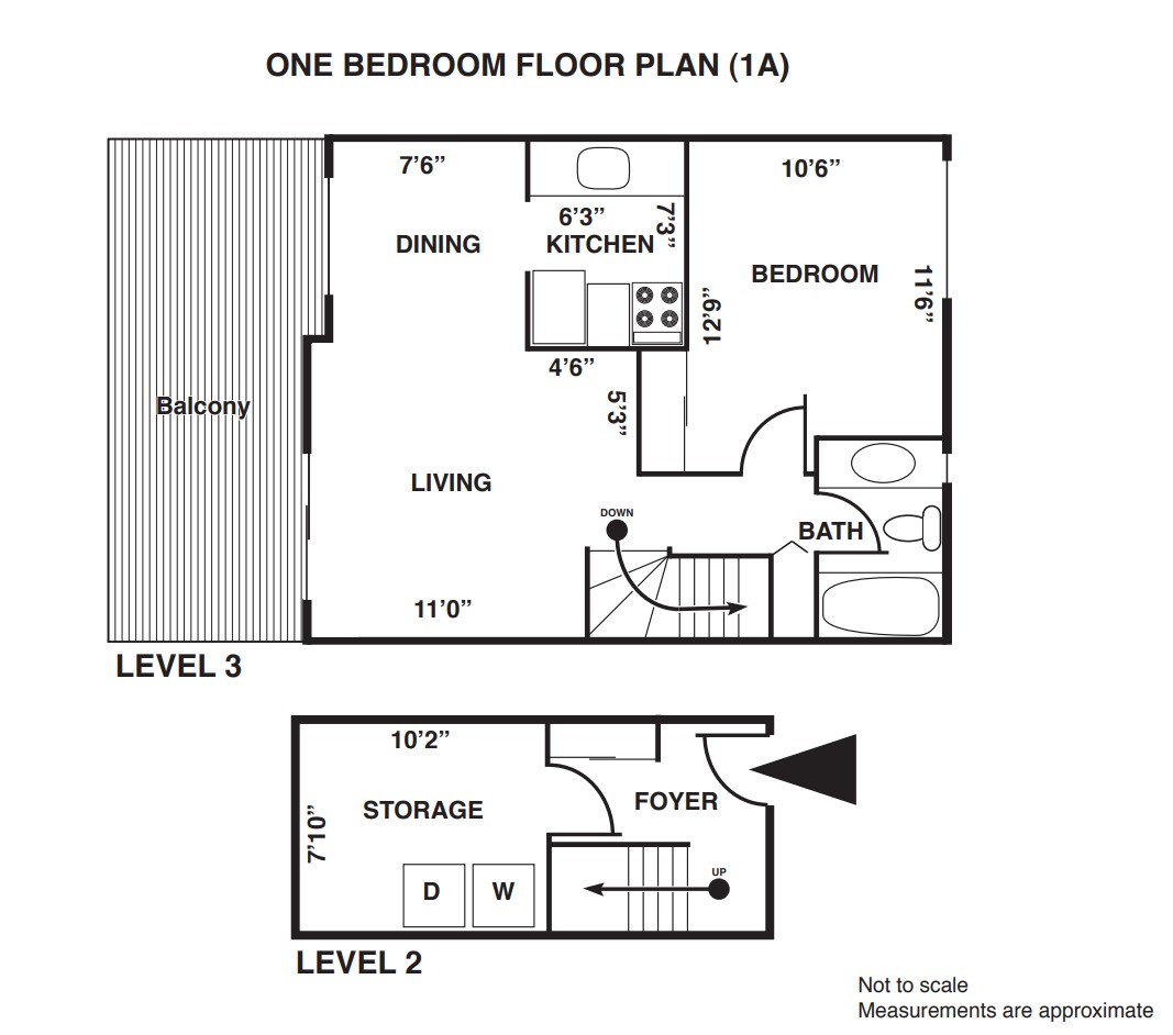 1 bedroom upper floor plan