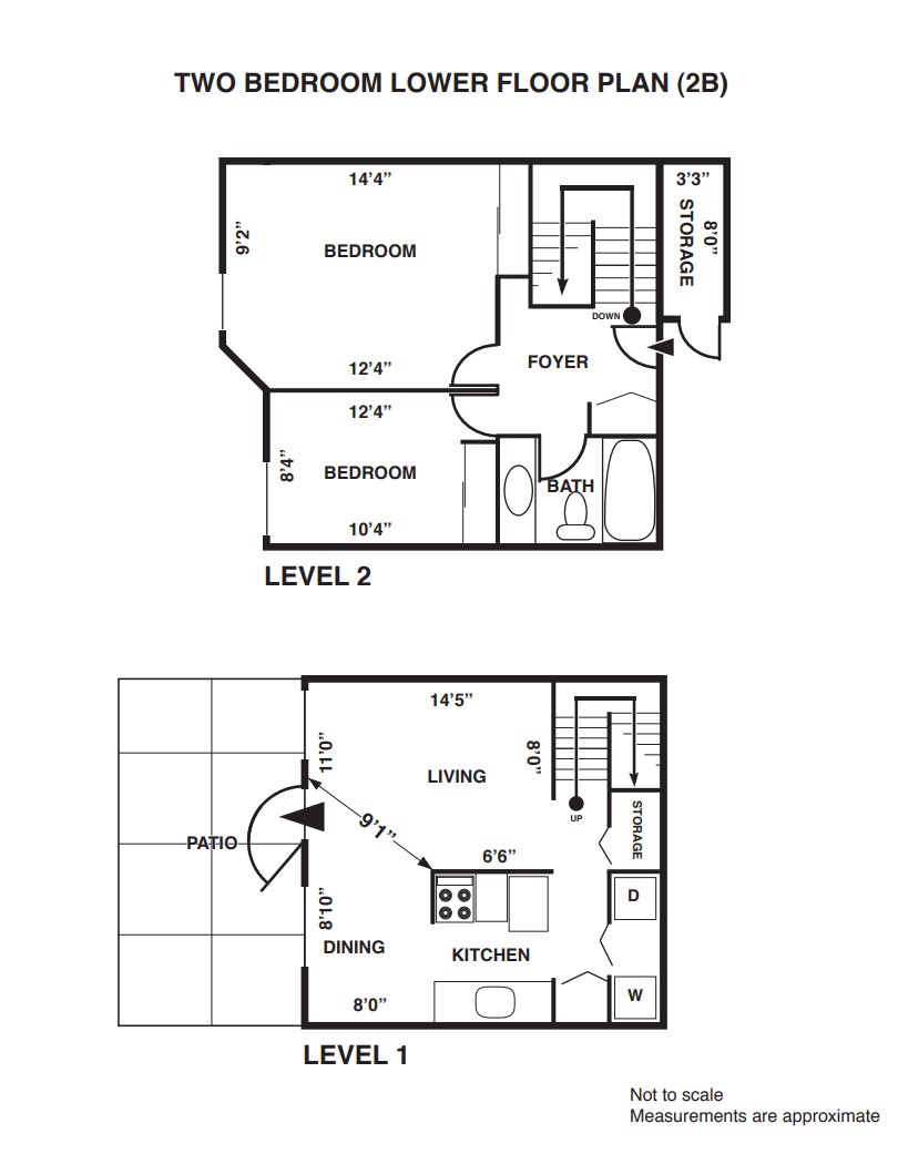 2 bedroom lower floor plan